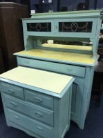 Lot 308 - PAINTED KITCHEN DRESSER AND PAINTED CHEST OF...