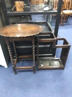 Lot 311 - OAK OCCASIONAL TABLE together with an umbrella...