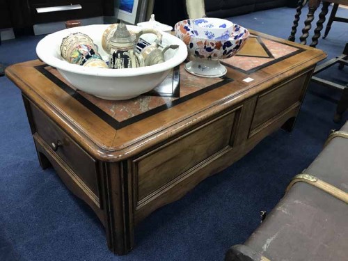 Lot 326 - FRENCH ''SEVIGNE'' COFFEE TABLE the top inset...