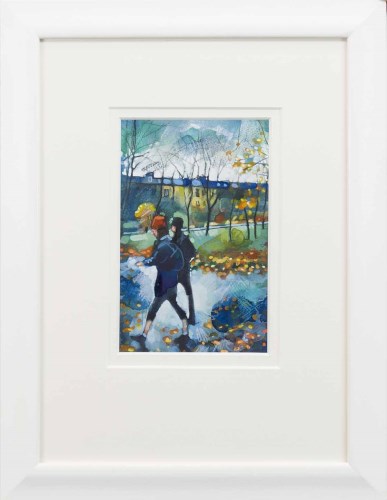 Lot 50 - BRYAN EVANS, RED HAT IN THE PARK watercolour...