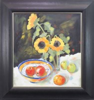 Lot 98 - ROWENA LAING, SUNFLOWERS AND THE SPANISH BOWL...