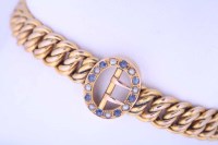 Lot 2178 - EDWARDIAN GOLD BRACELET with a sapphire and...