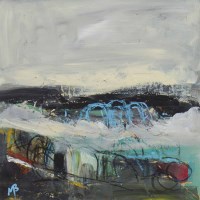 Lot 164 - MAY BYRNE, WINTER CREELS mixed media on board,...
