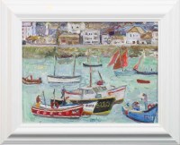 Lot 184 - * LINDA WEIR (BRITISH b 1951), NEWLYN oil on...