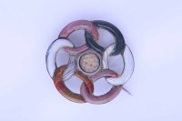 Lot 2199 - SCOTTISH AGATE SET HAIRWORK BROOCH of Celtic...