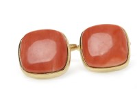 Lot 536 - PAIR OF CORAL SET CUFF LINKS each set with a...