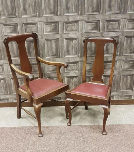 Lot 1641 - SET OF EIGHT MAHOGANY DINING CHAIRS OF QUEEN...
