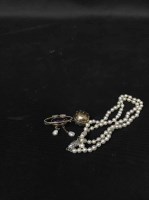Lot 61 - 9CT BROOCH WITH STONE AND PEARLS along with a...