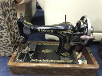 Lot 144 - THREE SEWING MACHINES including Singer