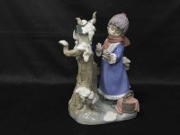 Lot 153 - LLADRO SNOW SCENE WITH GIRL AND BIRD
