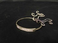 Lot 211 - SILVER BRACELET WITH STONES along with two...