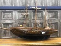 Lot 220 - LARGE WOODEN MODEL OF A SHIP