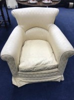 Lot 242 - CREAM UPHOLSTERED ARMCHAIR