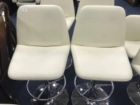 Lot 246 - PAIR OF CONTEMPORARY CREAM LEATHER BAR STOOLS