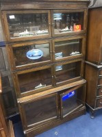 Lot 247 - OAK SECTIONAL BOOKCASE fitted with four pairs...