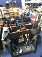 Lot 252 - OAK STICK STAND, WITH WALKING STICKS AND...