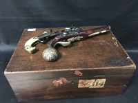 Lot 274 - TWO REPRODUCTION FLINTLOCK PISTOLS one after a...