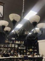 Lot 295 - CONTEMPORARY METAL EIGHT BRANCH CHANDELIER...