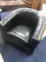 Lot 296 - BLACK LEATHER CHAIR