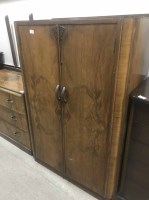 Lot 308 - WALNUT TWO PIECE BEDROOM SUITE of Art Deco design