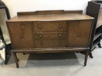Lot 317 - OAK SIDEBOARD, DINING TABLE AND FOUR CHAIRS