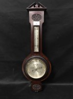 Lot 324 - WHEEL BAROMETER AND THERMOMETER in mahogany case