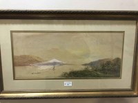 Lot 346 - A. LEWIS - LAKESIDE SCENE watercolour, signed...