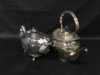 Lot 358 - SILVER PLATED THREE PIECE TEASET, SPIRIT...