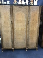 Lot 363 - WALNUT WARDROBE, DRESSING CHEST AND A PAIR OF...