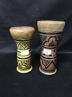 Lot 396 - TWO NATIVE POTTERY DRUMS also two items of...