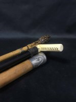 Lot 416 - FIVE WALKING CANES including a silver topped...