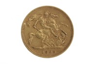 Lot 512 - GOLD HALF SOVEREIGN DATED 1893