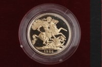 Lot 514 - GOLD PROOF SOVEREIGN DATED 1986 in capsule, in...