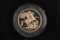 Lot 521 - GOLD PROOF SOVEREIGN DATED 1990 in capsule, in...