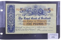Lot 579 - THE ROYAL BANK OF SCOTLAND £5 FIVE POUND NOTE...