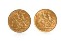 Lot 618 - TWO GOLD HALF SOVEREIGNS DATED 1906 AND 1914