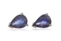 Lot 32 - PAIR OF SAPPHIRE STUD EARRINGS each set with a...