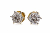 Lot 37 - PAIR OF DIAMOND STUD EARRINGS each set with a...