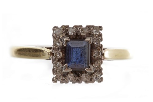 Lot 252 - SAPPHIRE AND DIAMOND CLUSTER RING set with a...
