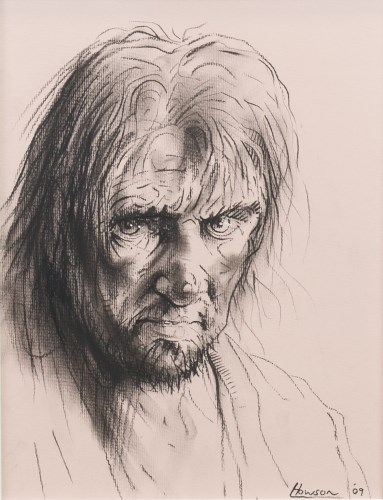 Lot 39 - * PETER HOWSON OBE, PORTRAIT OF A MAN charcoal...