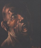 Lot 50 - * PETER HOWSON OBE, SILENCE pastel on paper,...
