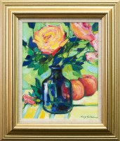 Lot 64 - * MARY GALLAGHER, STILL LIFE WITH FLOWERS oil...