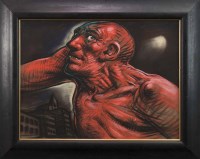 Lot 120 - * PETER HOWSON OBE, WATCHING THE MOON pastel...