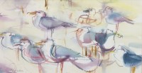 Lot 128 - * CLARE HARKESS, SEAGULL SANDS watercolour on...