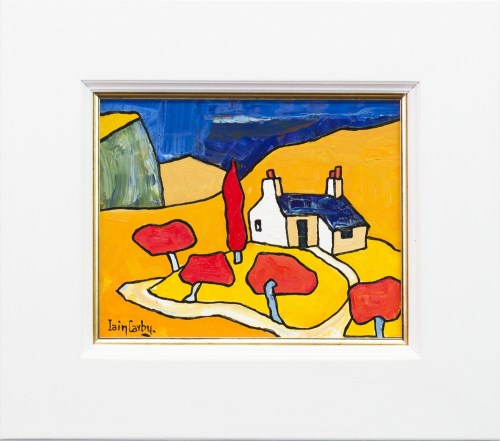 Lot 166 - IAIN CARBY, THE CROFT IN GLEN BUCHAT oil on...