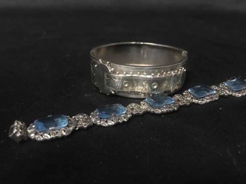 Lot 42 - MARCASITE BRACELET and a Victorian bangle