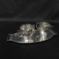 Lot 96 - WMF SUGAR AND CREAM ON TRAY along with a white...