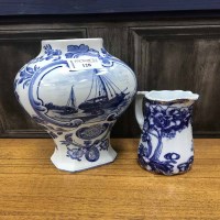 Lot 120 - LOT OF BLUE AND WHITE CERAMICS including vase,...