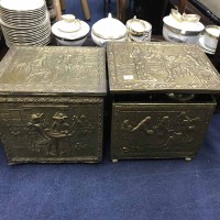 Lot 127 - LOT OF BRASSWARE AND TWO COAL BOXES