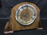 Lot 135 - DOME TOPPED MANTEL CLOCK with three front...